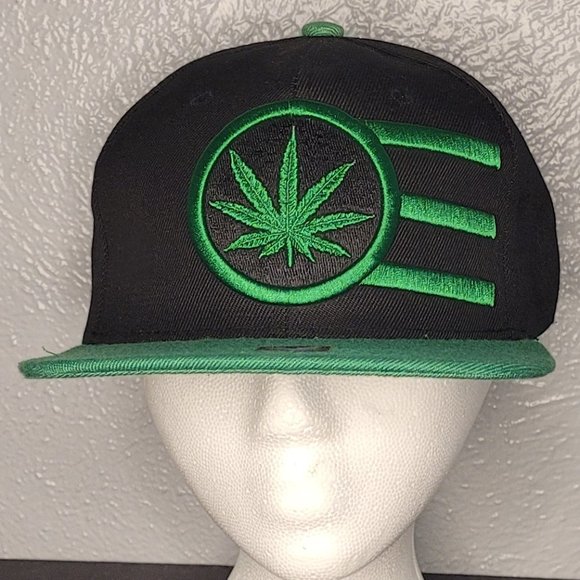 Joy Cap Black Hawk Other - Embroidered Marijuana Leaf Snapback Hat